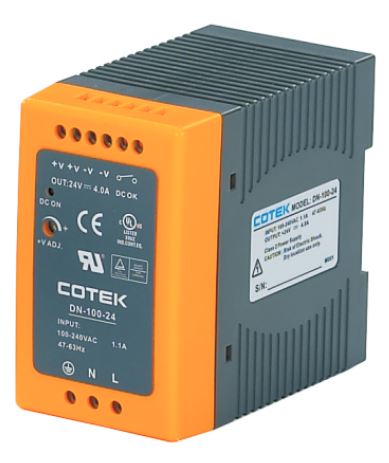 DN-100-12
Cotek DN-100-Series 90W industrial AC/DC DIN-Rail power supply